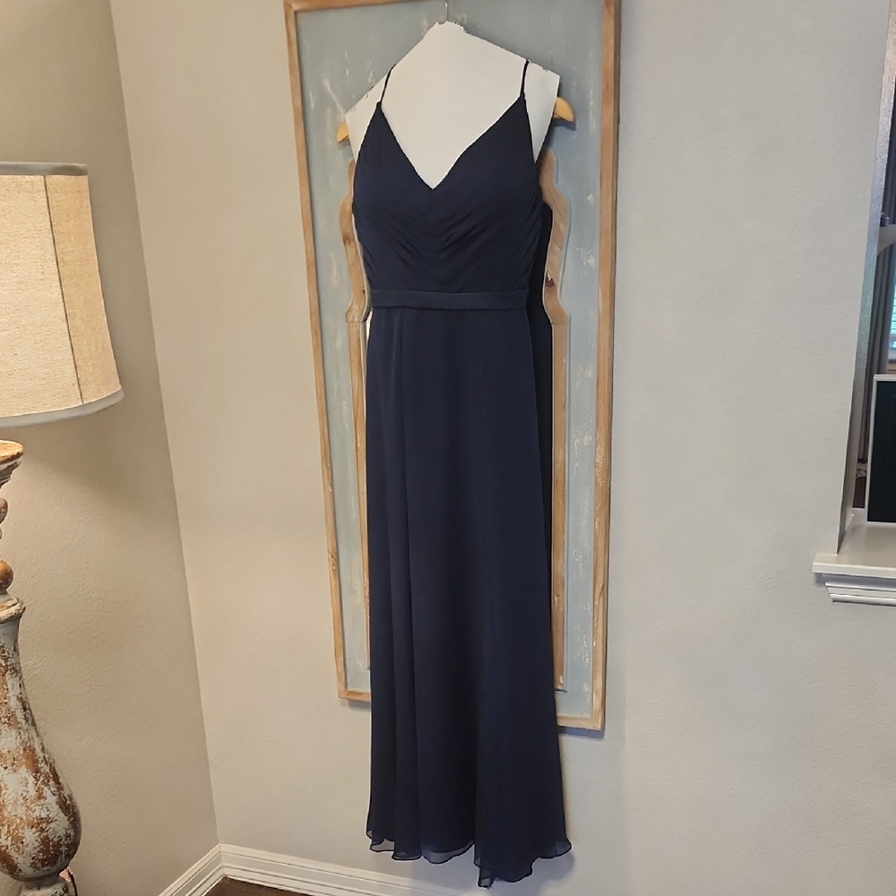 Blue Pleated Maxi Dress with Spaghetti Straps